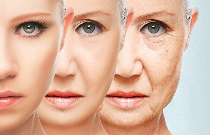 Stages of facial skin rejuvenation with masks. 